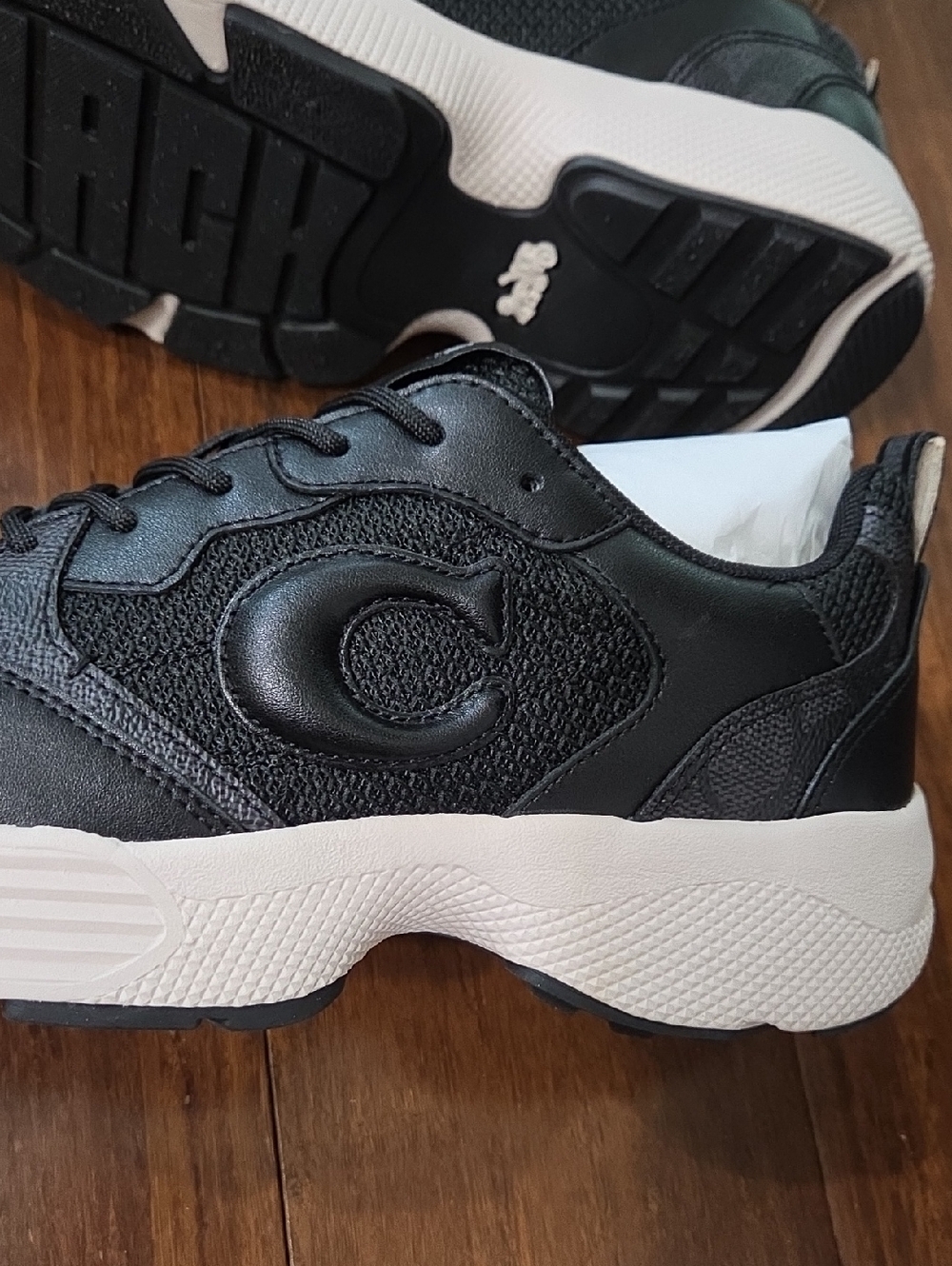 COACH STRIDER SNEAKERS SIGNATURE C BLACK & WHITE STYLE CY250 SIZE 7 NEW - Picture 5 of 8